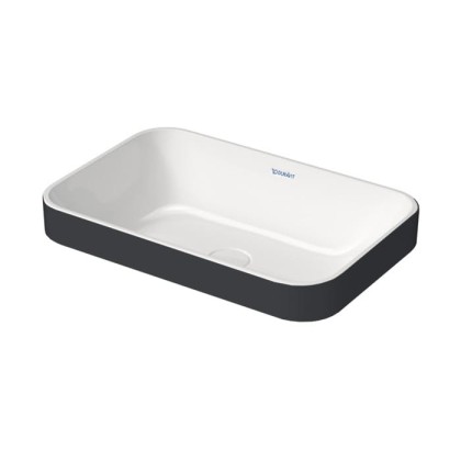 Duravit Happy D.2 Plus Раковина 60х40 см, без отв., без перелива, с выпуском, с керамической крышкой, WonderGliss, цвет: Anthracite matt/белый