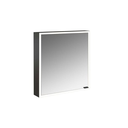 Emco Prime Зеркальный шкаф 60см., с подсветкой LED навесная модель, 1-дверка, IP 20 петли слева, зеркальная задняя стенка с Lichtpaket, цвет черный