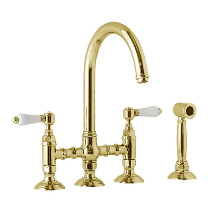 Nicolazzi El Capitan Смеситель для кухни, на 4 отв., с вытяжным ручным душем, цвет: Gold