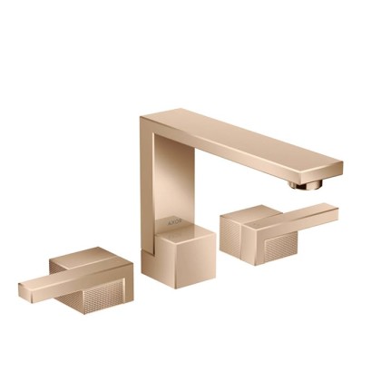 Axor Edge Смеситель для раковины, на 3 отв., с донным клапаном push/open, излив 173мм, алмазная огранка, цвет: красное золото