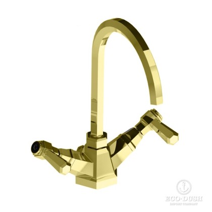 Stella Eccelsa Leve Смеситель для раковины на 1 отв., 3217P, с донным клапаном и высоким изливом, цвет: золото 24К