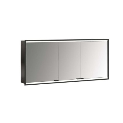 Emco Prime Зеркальный шкаф 140см., с подсветкой LED 2 Facelift , цвет черный встраив. модель, 3-дверки, IP 20 зеркальная задняя стенка