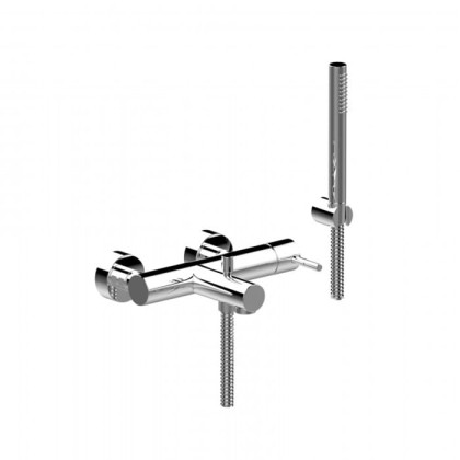 Bongio ON Смеситель для ванны, настенный, с ручным душем, настенным держателем и шлангом 150см., цвет: хром