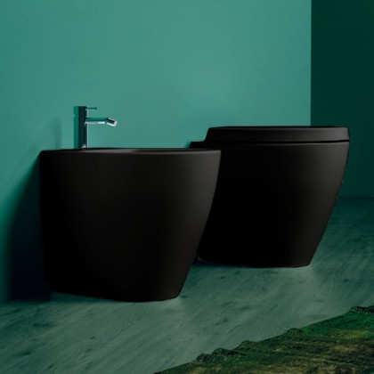 Simas Lft Spazio биде приставное 53х34см, с 1 отв. под смеситель, цвет: черный