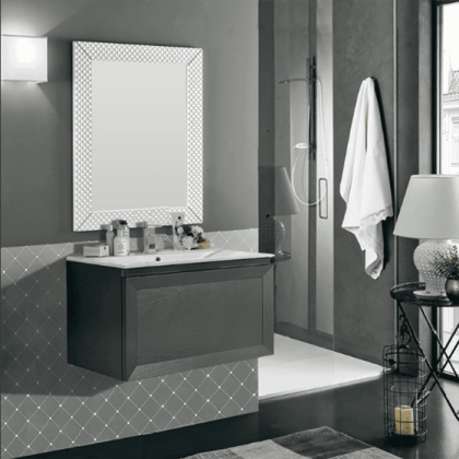 EBAN Paola Комплект мебели 81 см с раковиной SLIM и зеркалом подвесной, Цвет: GRIDGIO ARDESIA