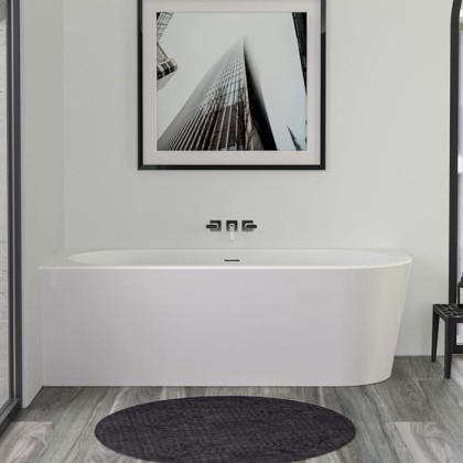 Knief Wall Ванна пристенная 180х80х60см., с круглым переливом, с комплектом крепл.к стене, без сл-перелива, цвет: белый