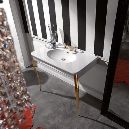 Kerasan Retro Консоль-раковина белая 100х55см, напольная, на 1 отв, с ножками золото