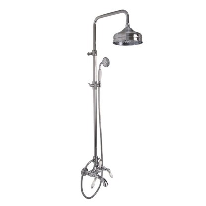 Carlo Frattini Herend, Смеситель с душевой стойкой, верхним душем и душевым комплектом, цвет: Хром