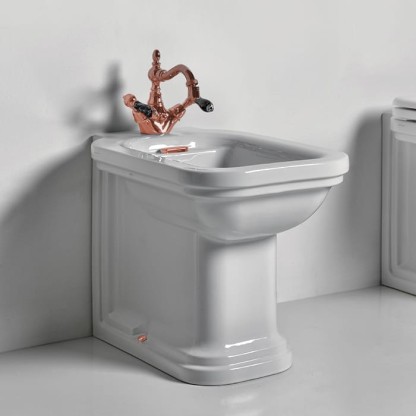 Kerasan Waldorf Биде напольное пристенное 55х37см с 1 отв. под смеситель, с заглушкой,  цвет: белый