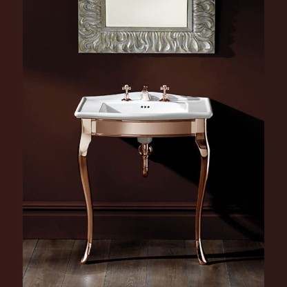 Devon&Devon Lady Декоративная структура 69.5х50см, с раковиной на 3 отв., напольный, цвет: золото/белая