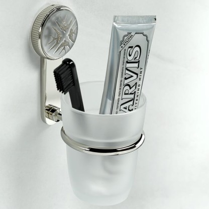 THG Hirondelles Platinum Stamped Стакан подвесной, стеклянный, цвет: Polished nickel