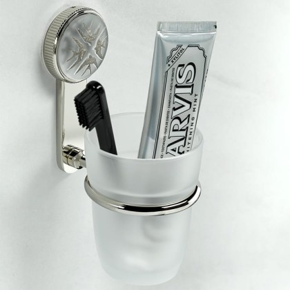 THG Hirondelles Platinum Stamped Стакан подвесной, стеклянный, цвет: Polished nickel