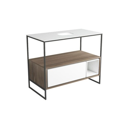 SIMAS Folio Напольная тумба 100x51x79 см с керамической столешницей. 1 ящик цвет: белый матовый/SHERWOOD