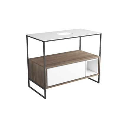 SIMAS Folio Напольная тумба 100x51x79 см с керамической столешницей. 1 ящик цвет: белый матовый/SHERWOOD