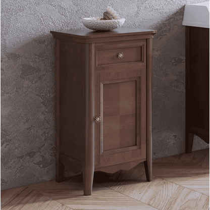 TW Veronica Nuovo тумба напольная с 1-й дверцей, 1-м выдвижным ящиком, доводчиками Blum, ручки бронза,  DX - петли справа, Цвет: noce