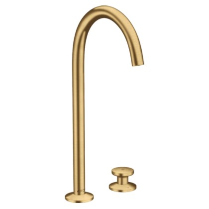 Axor One Смеситель для раковины Sel 260, на 2 отв., высокий, с донным клапаном Push-Open, цвет: шлифованное золото