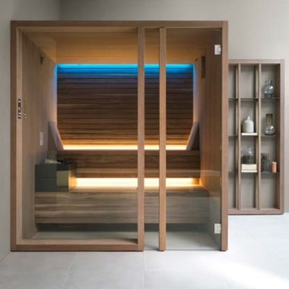 Effegibi Yoku S Glass Сауна 174x170х214см, угловая SX, цвет: черный орех