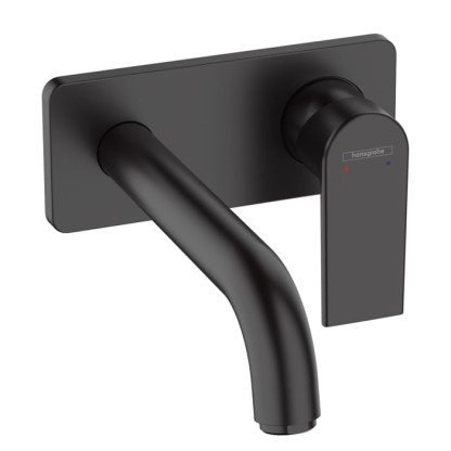 Hansgrohe Vernis Shap Смеситель для раковины, настенный, излив 204 мм, внешняя часть, цвет: матовый черный