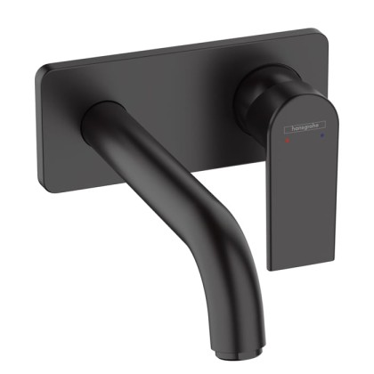 Hansgrohe Vernis Shap Смеситель для раковины, настенный, излив 204 мм, внешняя часть, цвет: матовый черный