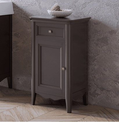 TW Veronica, Тумба 50.2/45x40/37.4xh86.7см, 1 распашная дверка 1 выдвижной ящик, доводчики Blum (петли слева-SX), напольная, цвет: Gridgio, ручки: Riflesso