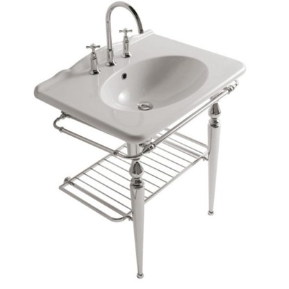 Globo Paestum Консоль напольная 75x53x90см с раковиной на 1 отв, хромированная