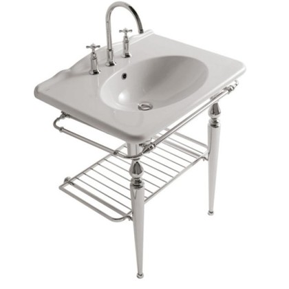 Globo Paestum Консоль напольная 75x53x90см с раковиной на 1 отв, хромированная