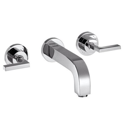 Axor Citterio, Смеситель для раковины, на 3 отверстия, с рычаговыми рукоятками, розетками и изливом 162 мм, настенный монтаж, СМ, внешняя часть, цвет: хром