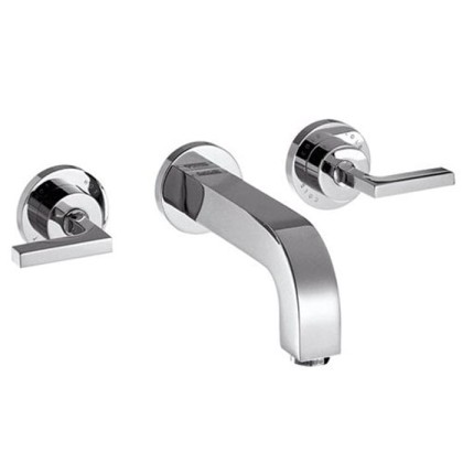 Axor Citterio, Смеситель для раковины, на 3 отверстия, с рычаговыми рукоятками, розетками и изливом 162 мм, настенный монтаж, СМ, внешняя часть, цвет: хром