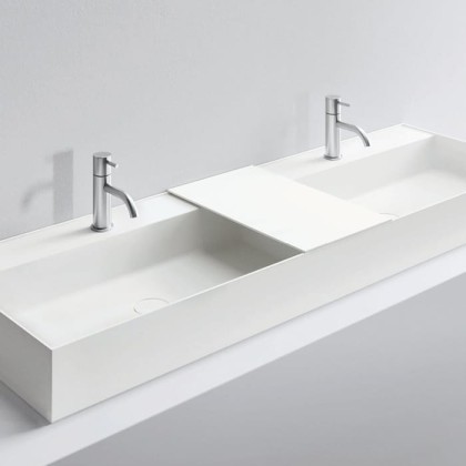 NOORTH milldue edition Раковина 144.5х47.2х12 см, с 1 отв.,  двойная, накладная, цвет: белый