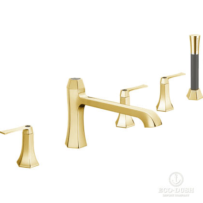 CISAL Cherie Смеситель на борт ванны на 5 отверстий,излив 210 мм, цвет: золото/черный матовый