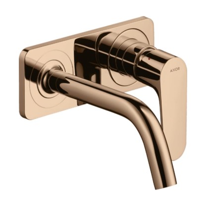 Axor Citterio M Смеситель для раковины, встраиваемый, излив: 16.7см., с панелью, цвет: полированное красное золото