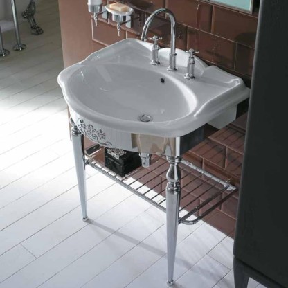 Globo Paestum Консоль латунь напольная 71х58хh80,5см с раковиной на 3 отв,, цвет: хром