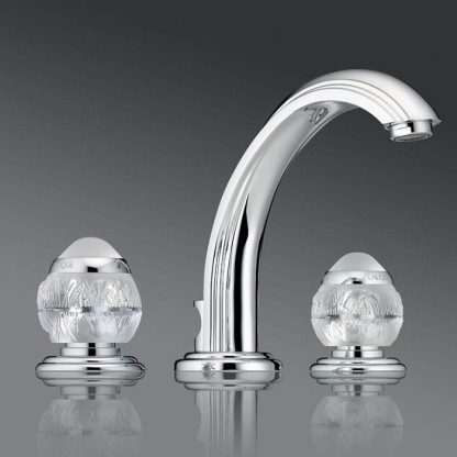 THG Panthere Cristal clair Смеситель для раковины, 3 отв., цвет: хром/прозрачный хрусталь
