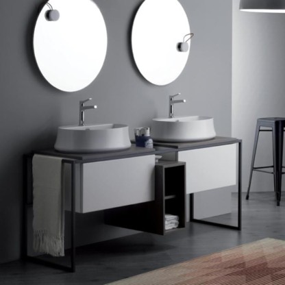 SIMAS Frame Комплект мебели с 2 ящиками и открытым элементом, 181x57xh72см, напольный, Цвет: серый ясень/белый