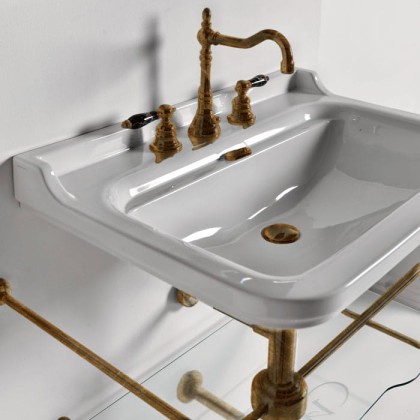 Kerasan Waldorf Консоль с раковиной 80х55см, на 1 отв., напольная, цвет консоли: bronzo (бронза)