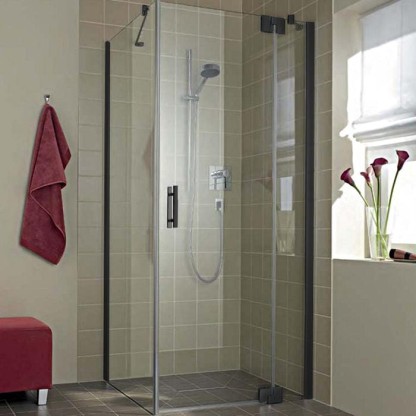 KERMI Filia XP Душевой угол 1WL+TWD 120x90х200см., черный soft, прозрачное стекло