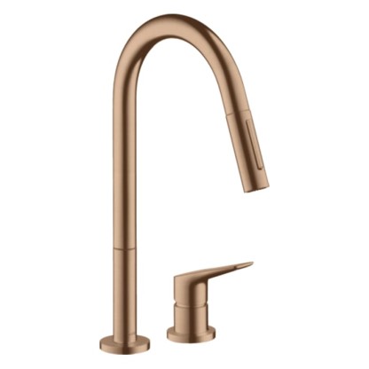 Axor Citterio M Смеситель для кухни 220, на 2 отв., с вытяжным изилвом, цвет: шлифованное красное золото