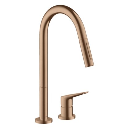 Axor Citterio M Смеситель для кухни 220, на 2 отв., с вытяжным изилвом, цвет: шлифованное красное золото