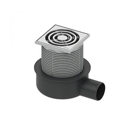 TECE Трап низкий горизонтальный с декоративной решеткой из нерж. стали S50, с отводом DN50