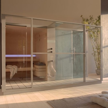 Effegibi Logica Spa Filo Сауна&Хаммам 373x250x217см, угловая SX, цвет: Stone