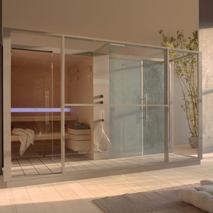 Effegibi Logica Spa Filo Сауна&Хаммам 373x250x217см, угловая SX, цвет: Stone