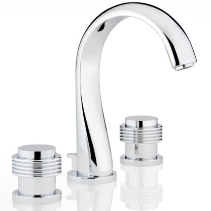 THG Diplomate grooved rings Смеситель для раковины на 3 отверстия, с донным клапаном, цвет: хром