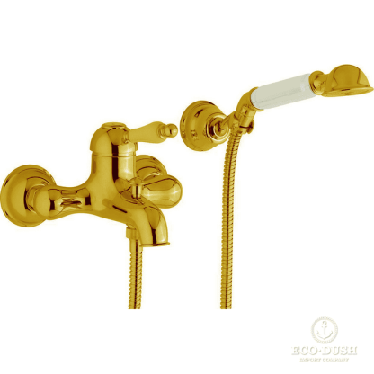 CISAL Arcana Empress Смеситель настенный для ванны/душа с ручной лейкой,держателем и шлангом, цвет: золото
