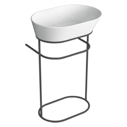 Simas Wave Структура металлическая напольная 50х40х75 см, с раковиной без отв. под смеситель, цвет: черный матовый