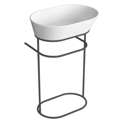 Simas Wave Структура металлическая напольная 50х40х75 см, с раковиной без отв. под смеситель, цвет: черный матовый