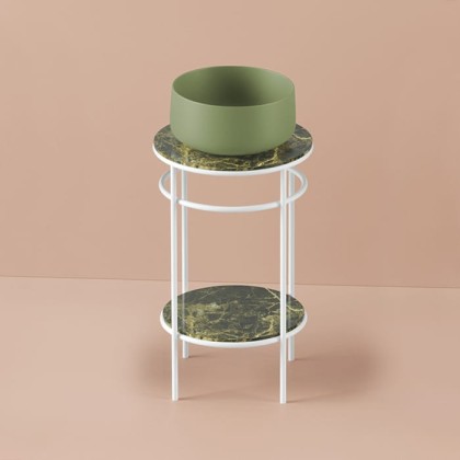 Artceram Vogue Металлическая структура ?44хh72,5см, напольная, с раковиной, с мраморной столешницей и полочкой, цвет: белый матовый/Green Salvia