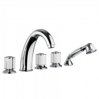 Смеситель для ванны Bongio Fleur Blanc, цвет: хром/белый фарфор