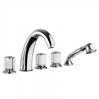 Смеситель для ванны Bongio Fleur Blanc, цвет: хром/белый фарфор