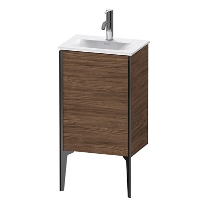 Duravit XViu Тумба подвесная 43x31x59.1см, с раковиной, 1 дверь, (петли справа), цвет: walnut dark/черный матовый
