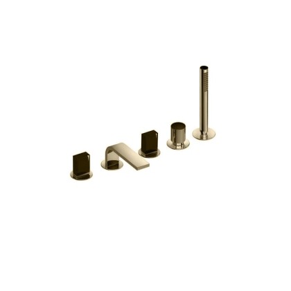 Fantini Venezia In Смеситель для ванны, набортный, 5 отв., излив: 160 мм, цвет: золото плюс